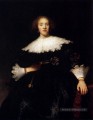 Portrait d’une jeune femme avec un ventilateur Rembrandt